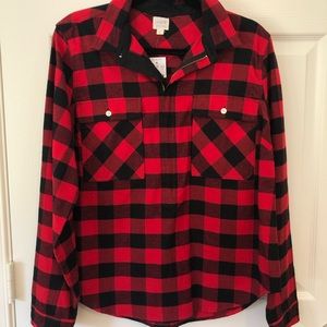 NWT J Crew Buffalo Plaid Flannel Pullover, Large